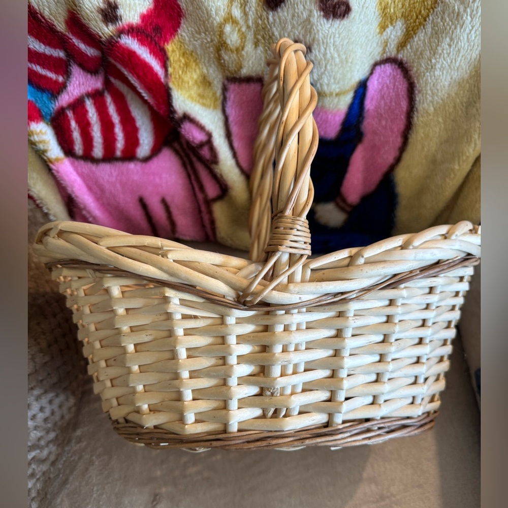 Woven Basket with Handle H 14” 8” X 13”